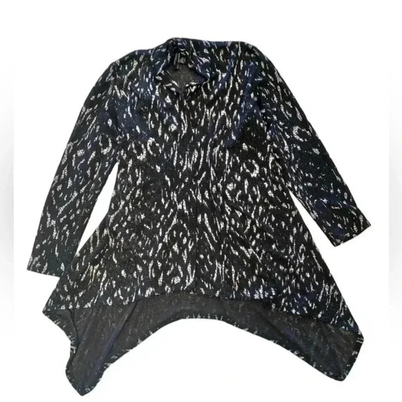 Frank Lyman Open Cardigan Black  White Stretch Size 8 - Picture 4 of 11